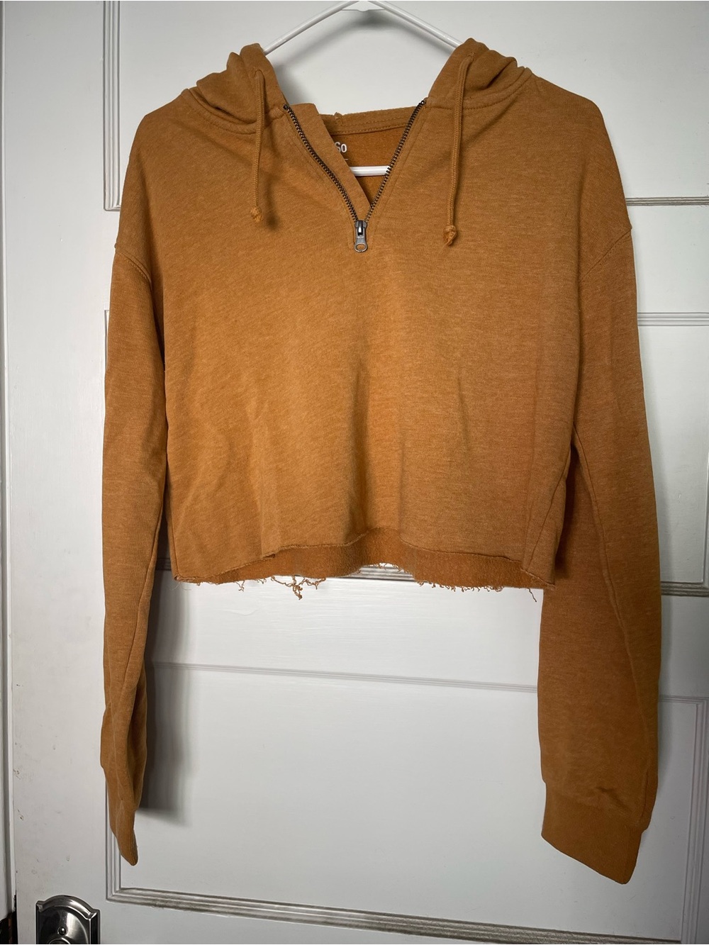 SO Cropped Half-Zip Hoodie in Rust